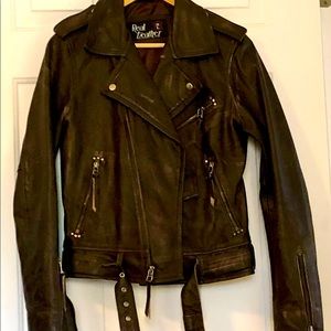 Genuine Leather Brown Biker Jacket